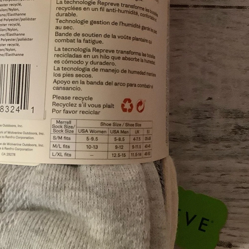Merrell 3 Pk REPREVE Recycled Everyday Socks Crew (For Men and W…